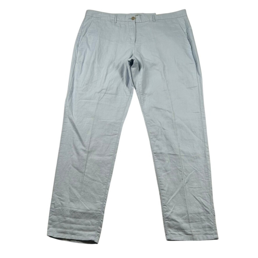 Gap Pants Womens 14 Light Blue Linen Cotton Blend Straight Chino Pedal Pusher